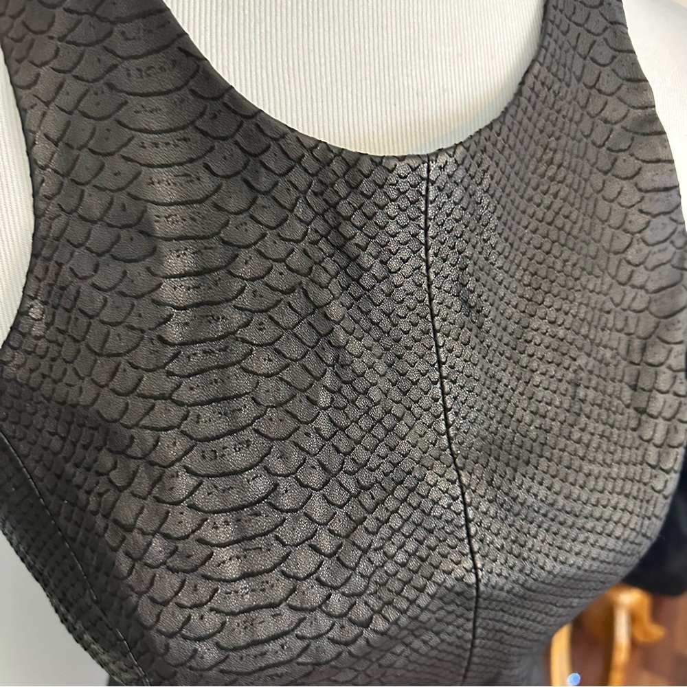 Milly Python Lambskin Leather Racerback Dress - Picture 5 of 12